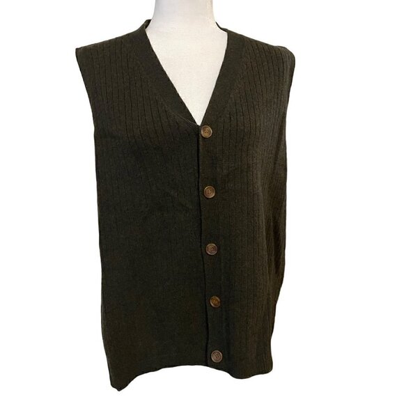 Men's Brown Britches Sweater 5 Button 100% Lambs wool Vest Size Large - Picture 1 of 10